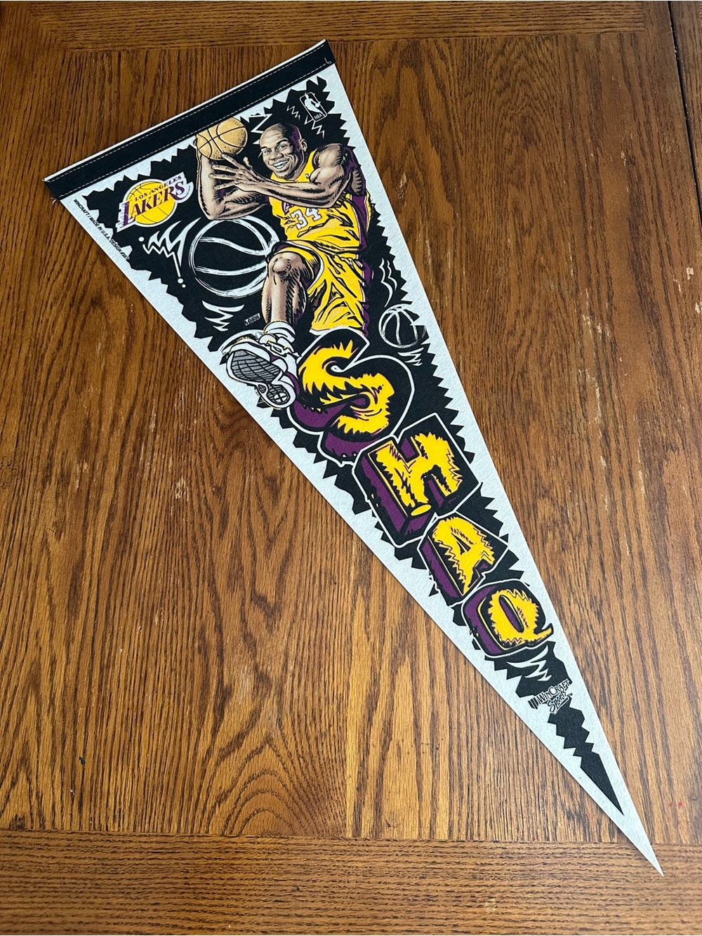 Vintage Shaquille O'Neal Los Angeles Lakers pennant